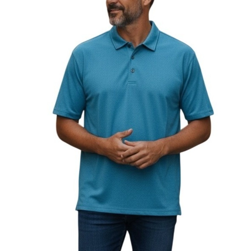 Zelos Performance Polo Men 3X Blue Heathered Short Sleeve Stretch Golf‎ Shirt